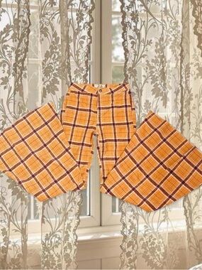Free People Cottagecore Boho Corduroy Orange Plaid Flare Pants